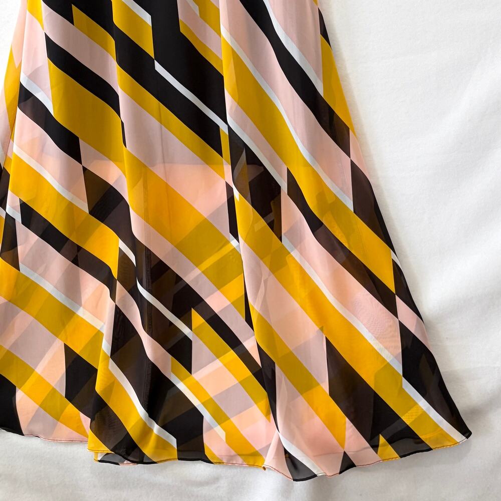 Lane Bryant Maxi Dress Womens Plus 18 Yellow Black Striped Chiffon Sleeveless - Picture 6 of 14